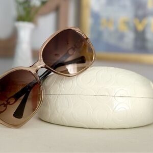 Coach Women’s Brown Gradient Lens Sunglasses with Cream Embossed Case